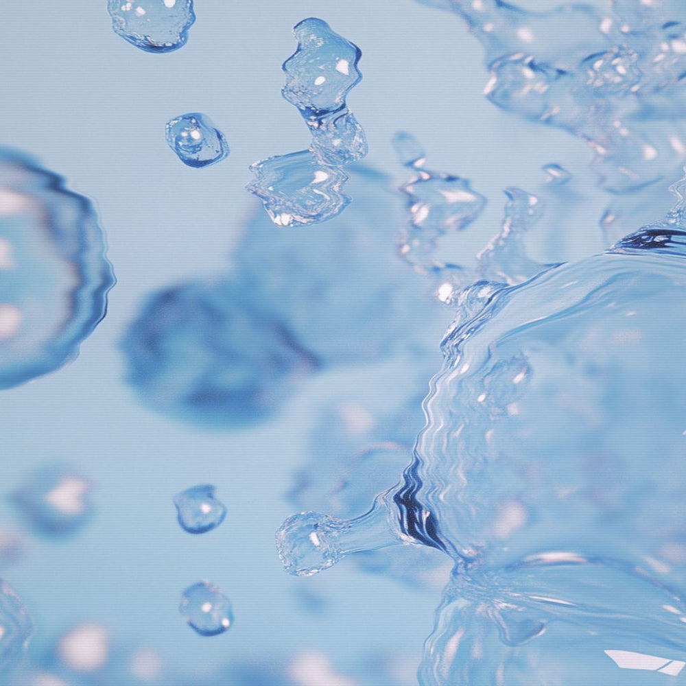 Pale blue bubbles in liquid.