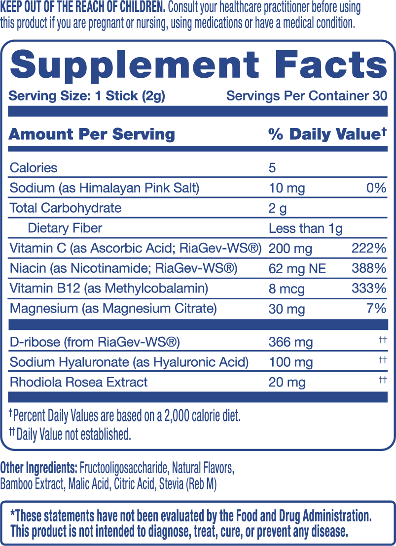 TIMEBEAM AM supplement facts.