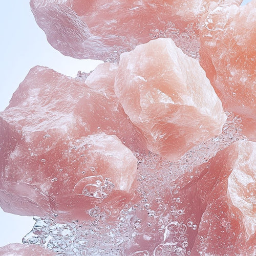Close up of pink salt crystals.