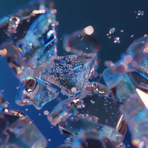 Close-up of crystal-like structures with geometric facets.