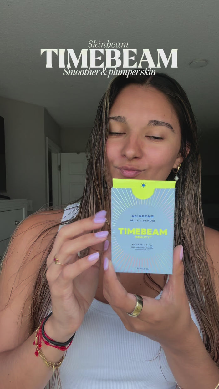 Video of a woman reviewing TIMEBEAM Moisture Melt Balm.
