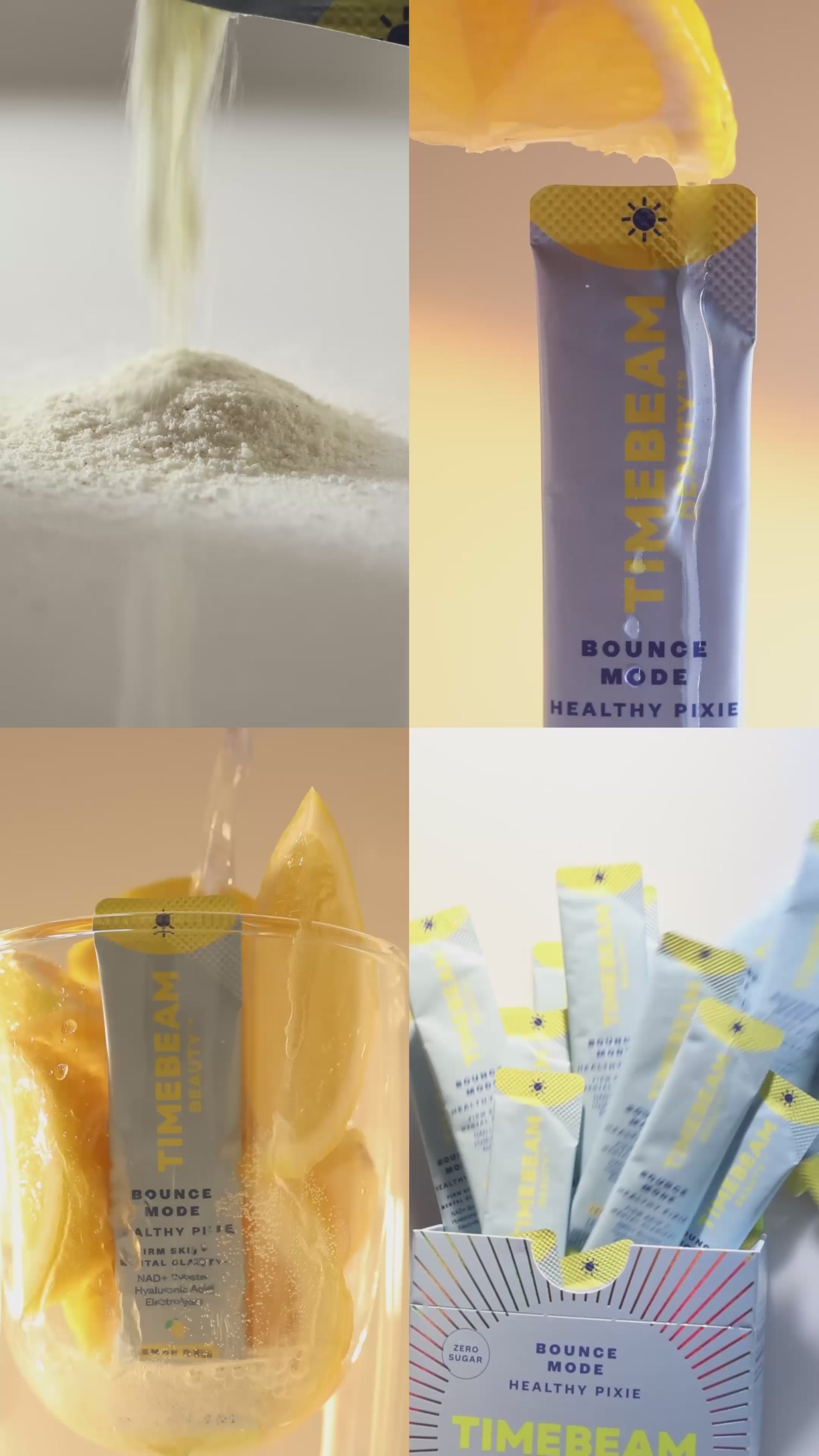 Video of TIMEBEAM supplements being used to make a drink with lemons.