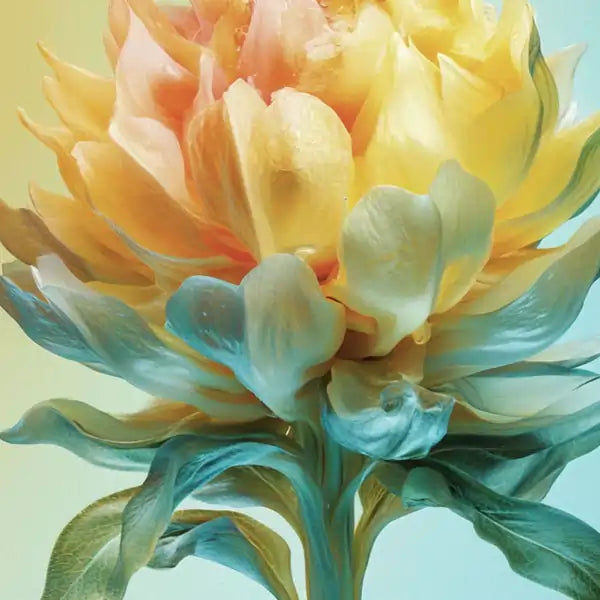 A bright yellow and green flower.