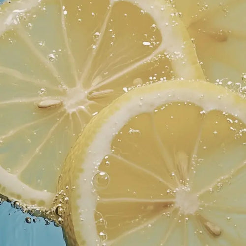 Slices of lemon in water.